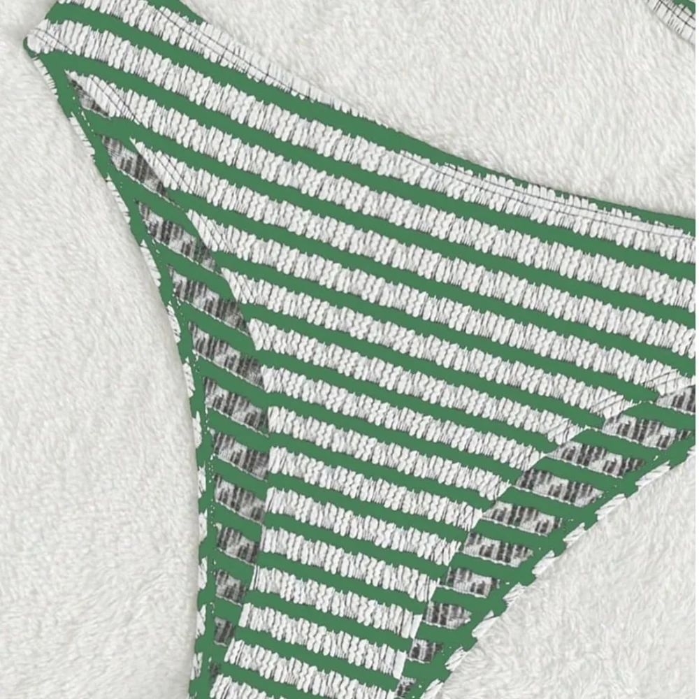 Green Striped Women's Two-Piece Swimsuit - Picture 4 of 4